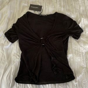 PLT Black O-Ring Plunge Short Sleeve Top